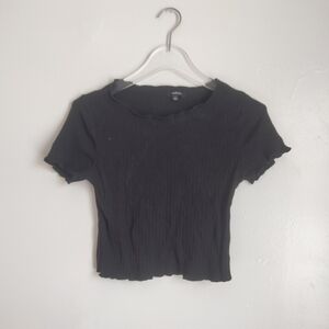 Ambiance Black Ribbed Crop Top‎